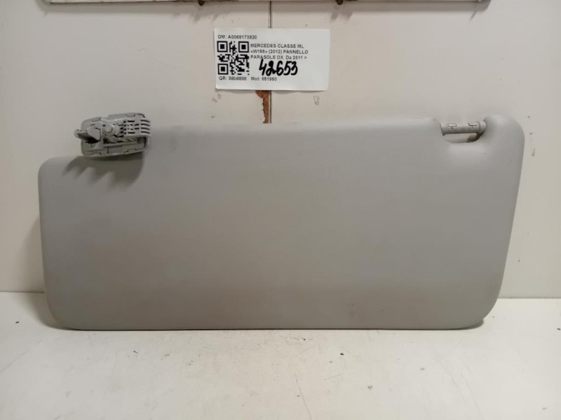 Pannello Parasole DX A0068173920 Mercedes Classe ML W166 2012