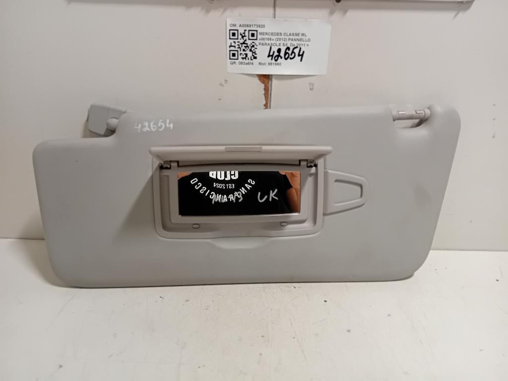 Pannello Parasole SX A0068173920 Mercedes Classe ML W166 2012