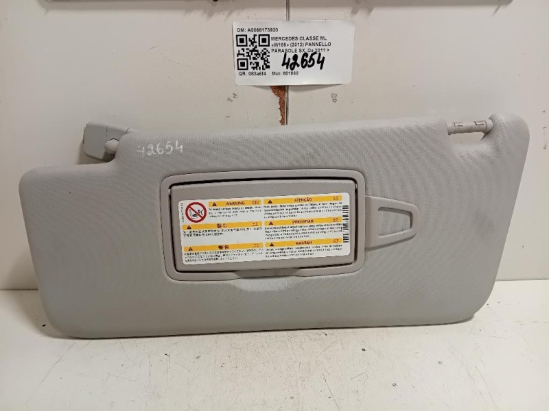 Pannello Parasole SX A0068173920 Mercedes Classe ML W166 2012
