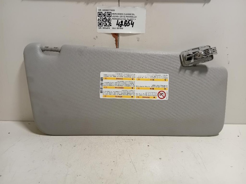 Pannello Parasole SX A0068173920 Mercedes Classe ML W166 2012