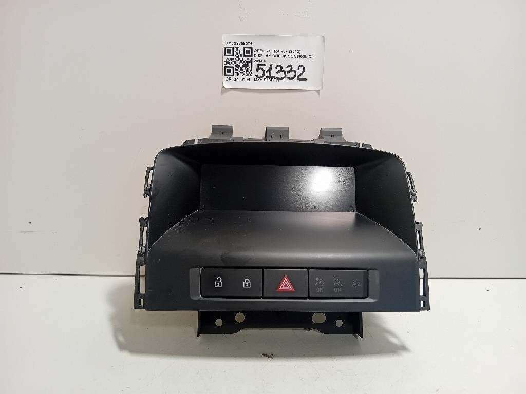 Display Check Control 22858076 Opel Astra J 2012