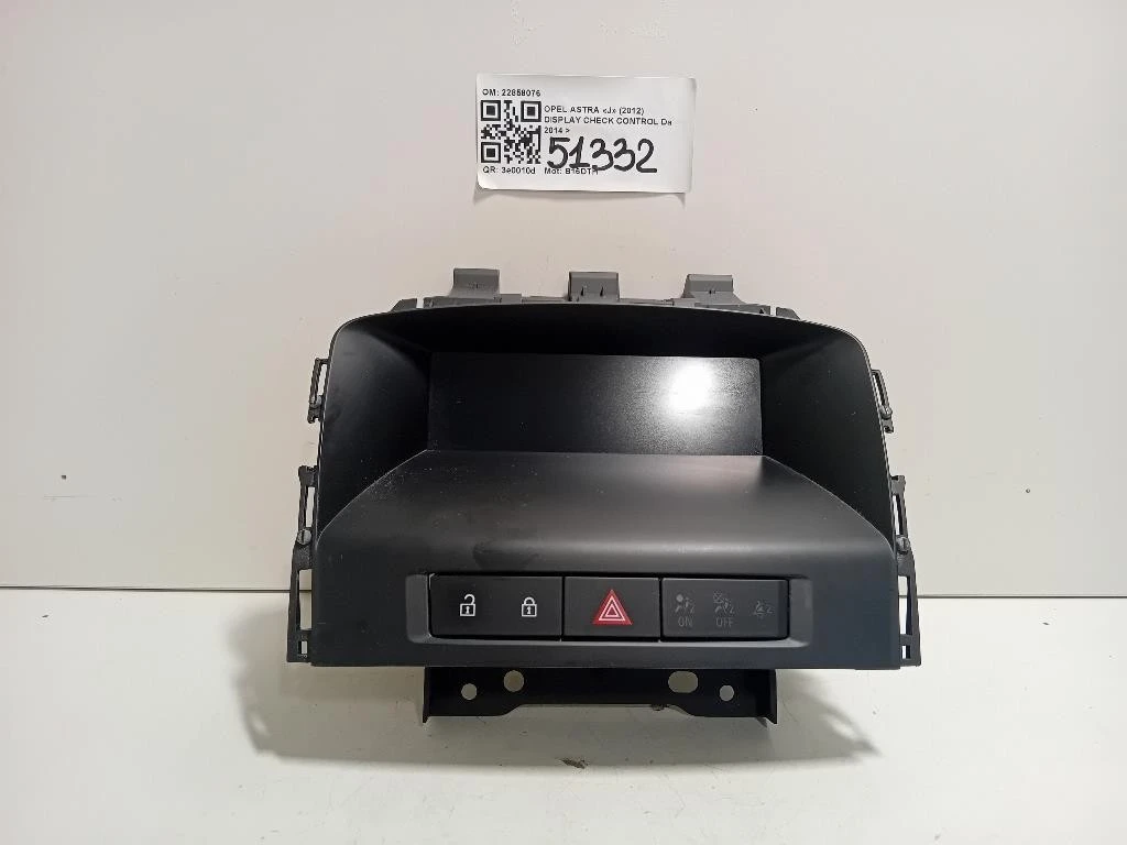 Display Check Control 22858076 Opel Astra J 2012