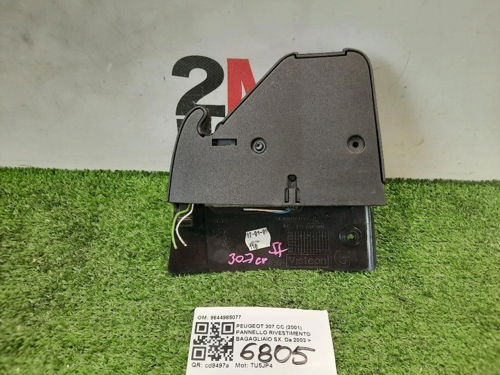 Pannello Rivestimento Bagagliaio SX 9644985077 Peugeot 307 CC 2001