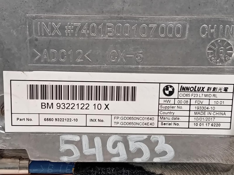 Display DI Navigazione 932212210 Bmw Serie 1 F20 Berlina 2015