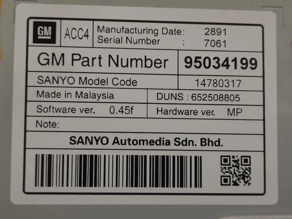 Display DI Navigazione 95034199 Chevrolet Orlando 2011