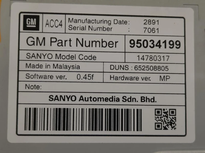 Display DI Navigazione 95034199 Chevrolet Orlando 2011