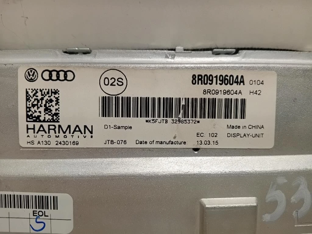 Display Multimediale 8R0 919 604 AA Audi A5 8TA Sportback 2012