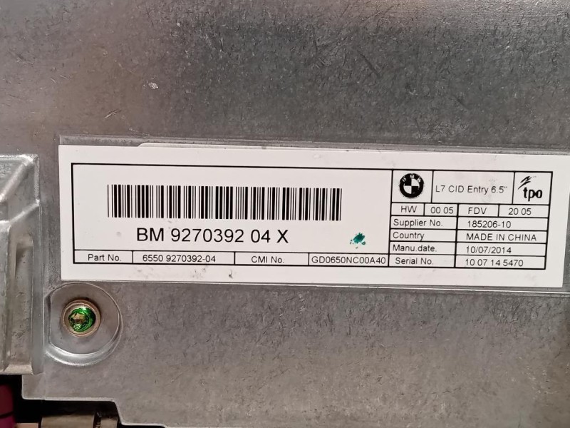 Display Multimediale 9270392 04 Bmw Serie 1 F20 Berlina 2012