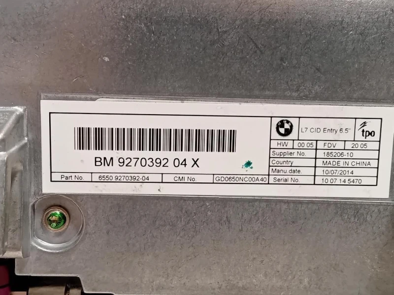 Display Multimediale 9270392 04 Bmw Serie 1 F20 Berlina 2012