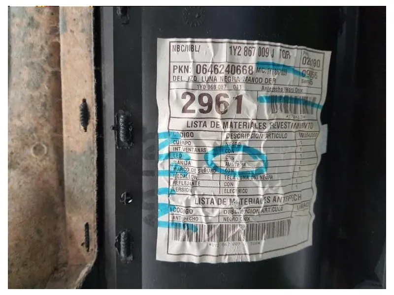 Pannello Rivestimento Porta ANT SX 1Y2867009J Volkswagen NEW Beetle I Cabrio 2002