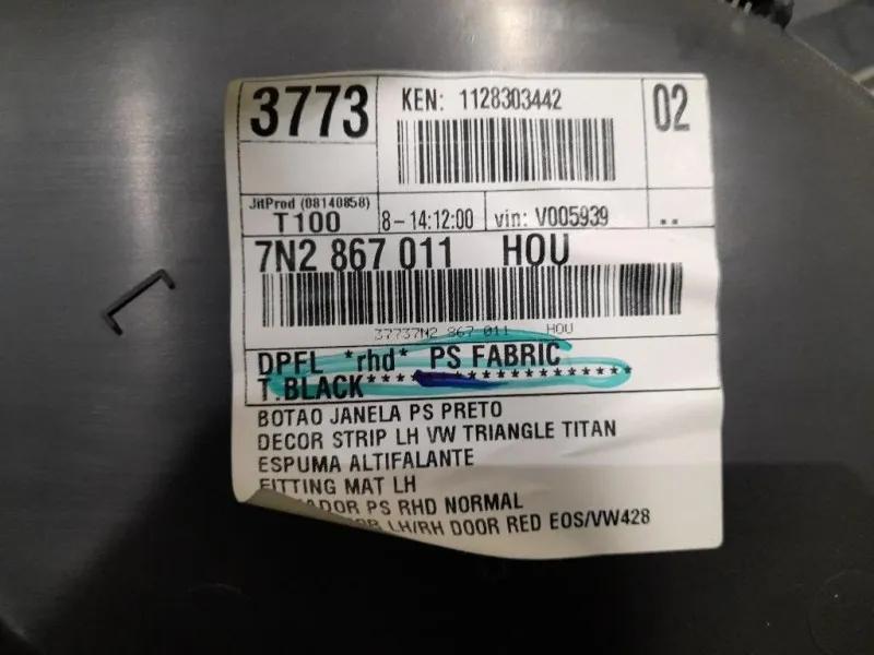 Pannello Rivestimento Porta ANT SX 7N2867011 Volkswagen Sharan IV 2010