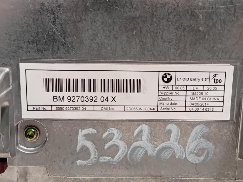 Display Multimediale 9270392 04 Bmw Serie 1 F20 Berlina 2012