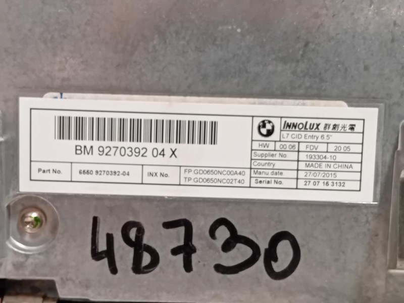 Display Multimediale 927039204 Bmw Serie 1 F20 Berlina 2012