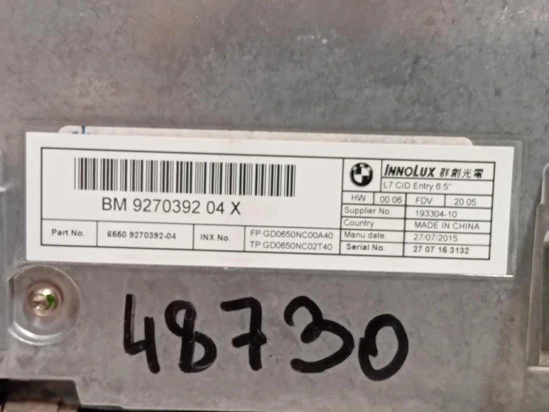 Display Multimediale 927039204 Bmw Serie 1 F20 Berlina 2012