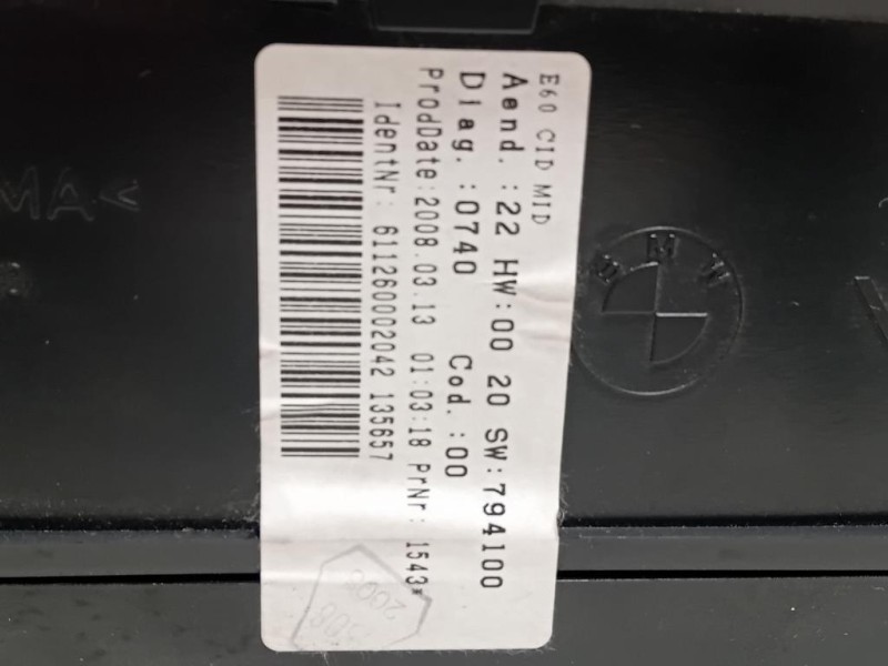 Display Multimediale 9151975 Bmw Serie 5 E60 Berlina 2004