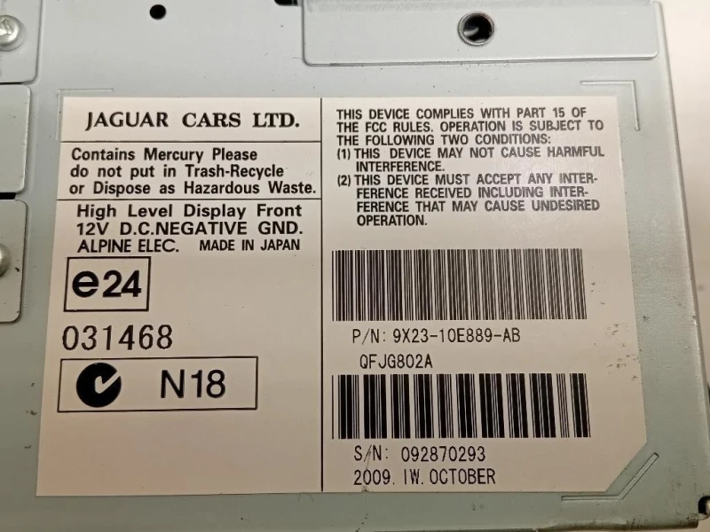 Display Multimediale 9X23-10E889-AB Jaguar XF I 2011