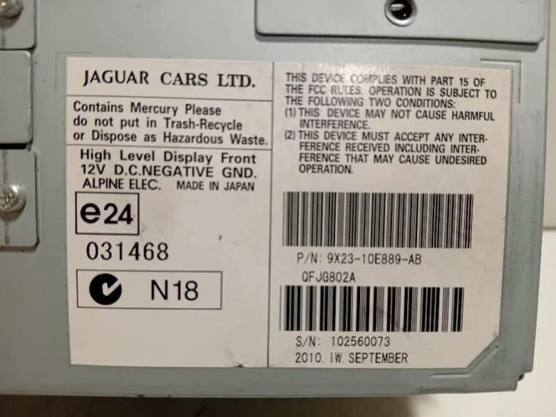 Display Multimediale 9X23-10E899-AB Jaguar XF I 2011