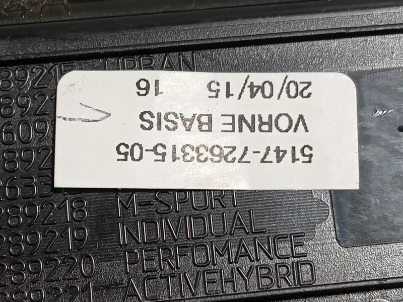 Pannello Rivestimento Sottoporta ANT SX 51477266637 Bmw Serie 3 F30 Berlina 2015