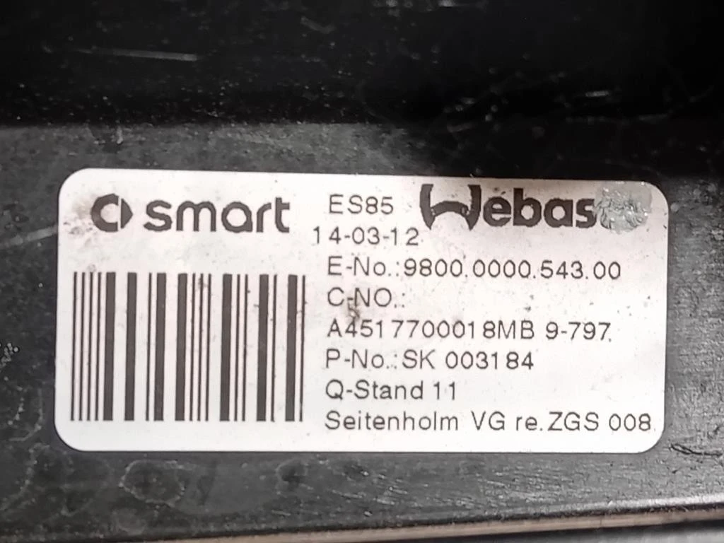 Pannello Rivestimento Tetto ANT DX A451770001 Smart Fortwo Cabrio 451 2010