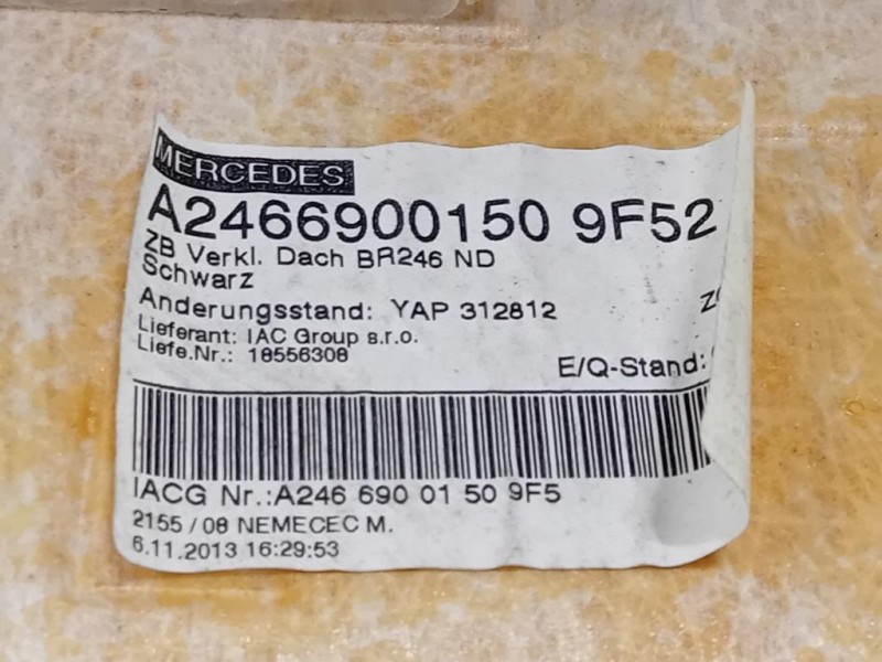 Pannello Sottotetto A2466900150 Mercedes Classe B W246 2012
