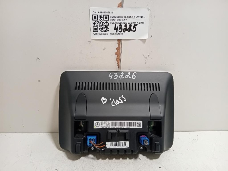 Display Multimediale A1669007814 Mercedes Classe B W246 2012