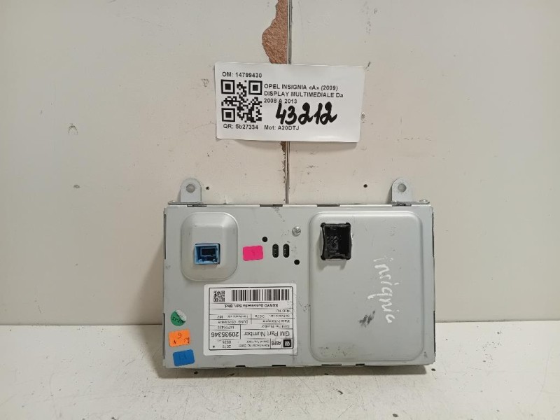 Display Multimediale 14799430 Opel Insignia A 2009