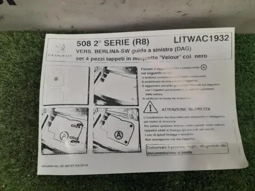 Tappetini Moquette ORIGINALI LITWAC1932 Peugeot 508 II 2018