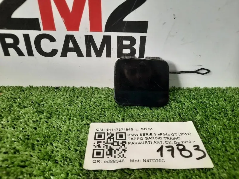 Tappo Gancio Traino Paraurti ANT DX 51117371845 Bmw Serie 3 F34 GT 2012