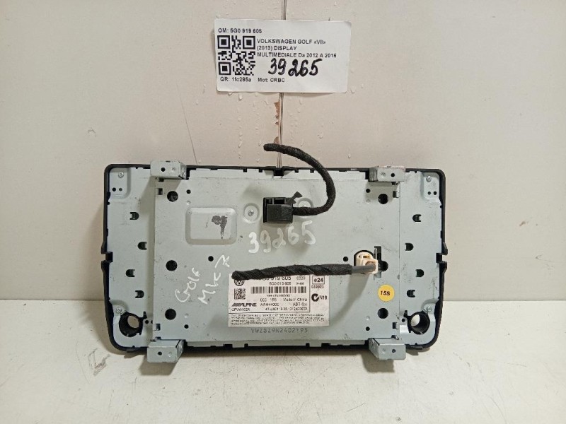 Display Multimediale 5G0 919 605 Volkswagen GOLF VII 2013