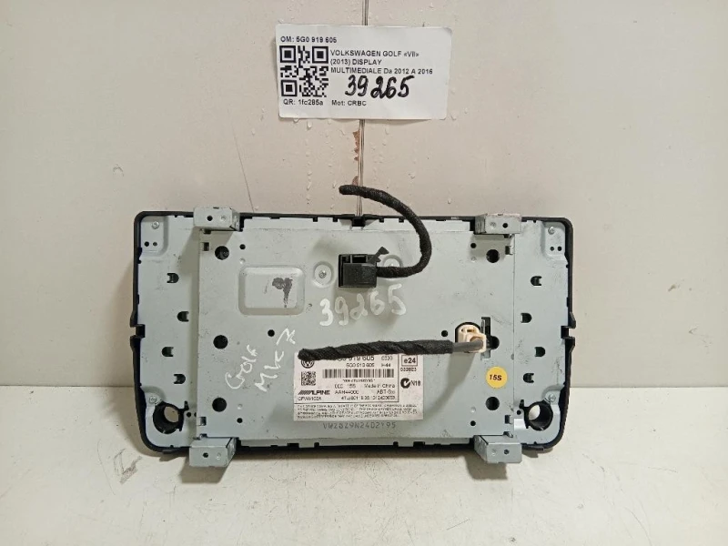 Display Multimediale 5G0 919 605 Volkswagen GOLF VII 2013