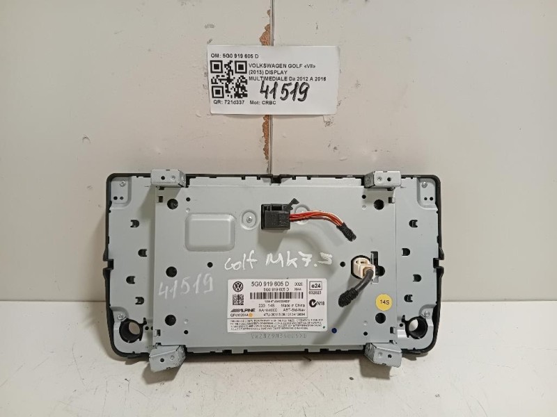 Display Multimediale 5G0 919 605 D Volkswagen GOLF VII 2013