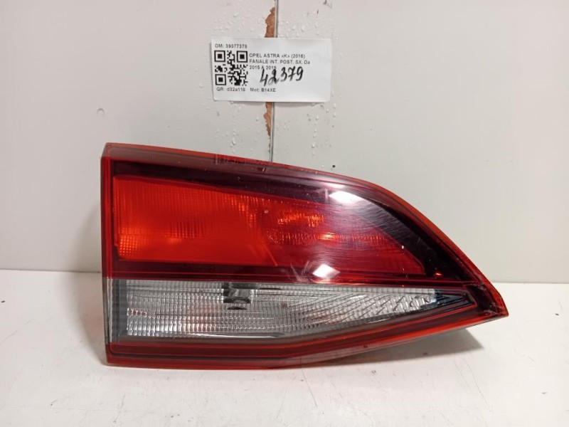 Fanale INT POST SX 39077378 Opel Astra K 2016