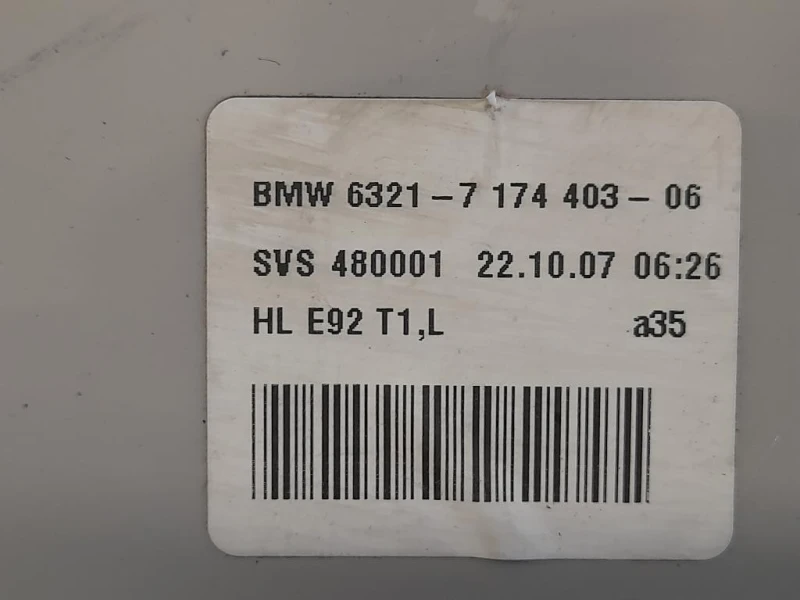 Fanale EST POST SX 7 174 426-06 Bmw Serie 3 E92 Coupe 2007