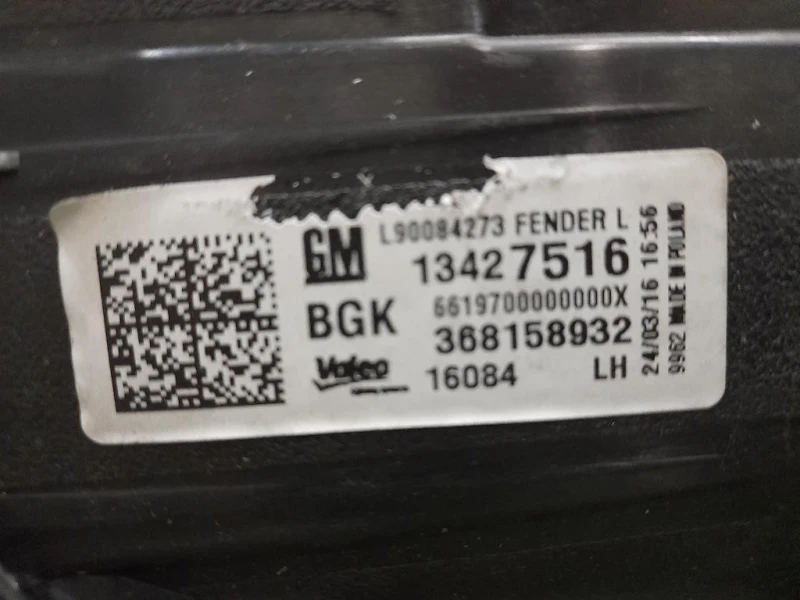 Fanale EST POST SX 13427516 Opel Astra K SW 2016