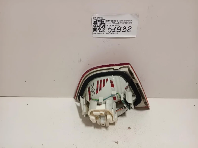 Fanale INT POST DX 218402 Bmw Serie 3 E90 Berlina 2005