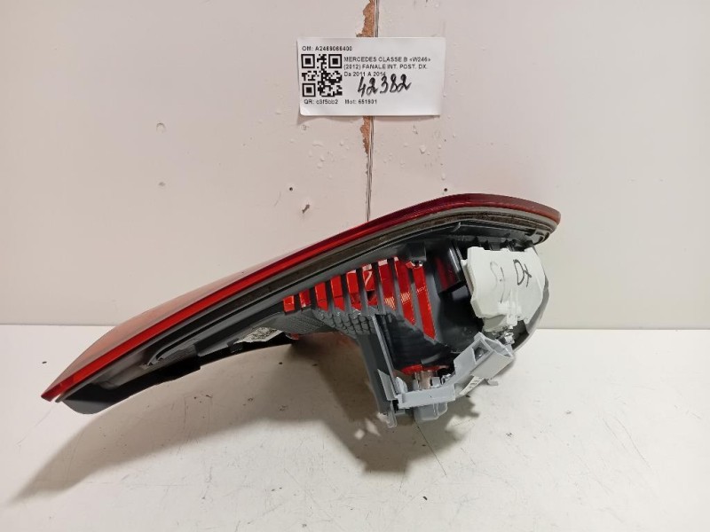 Fanale INT POST DX A2469066400 Mercedes Classe B W246 2012