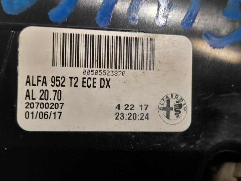 Fanale POST DX 20700207 Alfa Romeo Giulia 2016