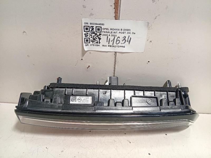 Fanale INT POST DX 9833944580 Opel Mokka B 2020