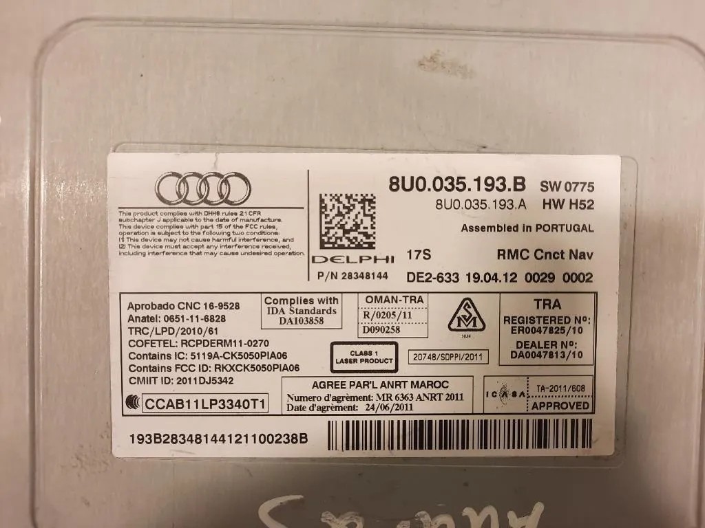 Unità Autoradio 8U0035193B Audi Q3 8UB 2012