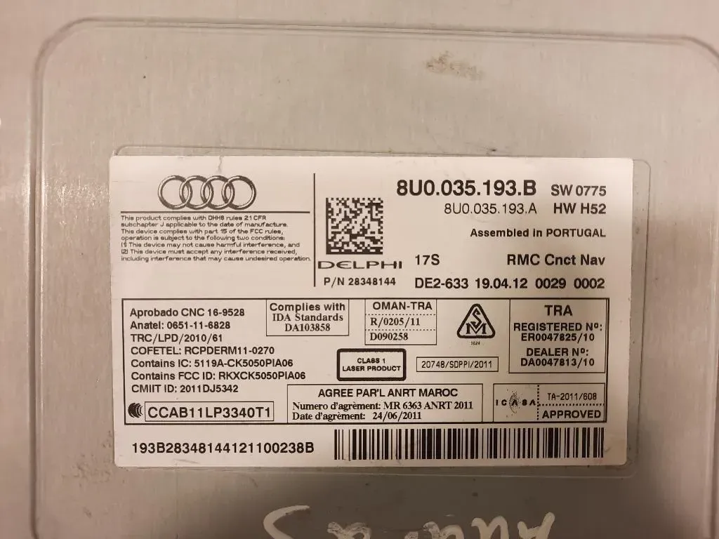 Unità Autoradio 8U0035193B Audi Q3 8UB 2012