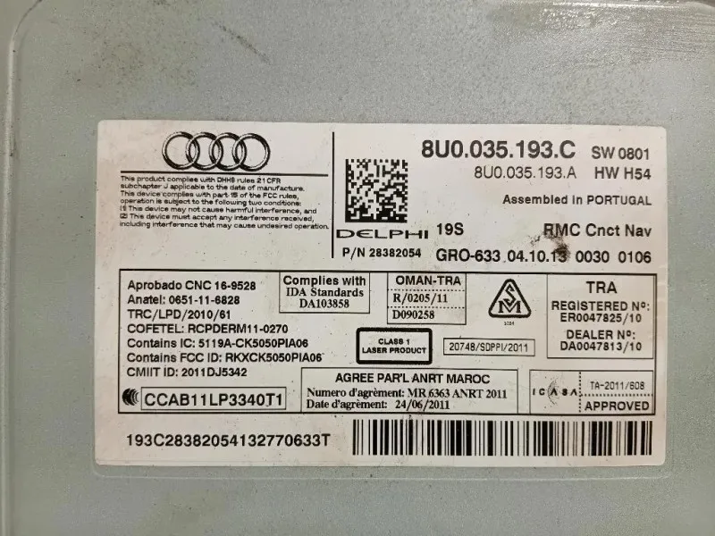 Unità Autoradio 8U0035193C Audi Q3 8UB 2012