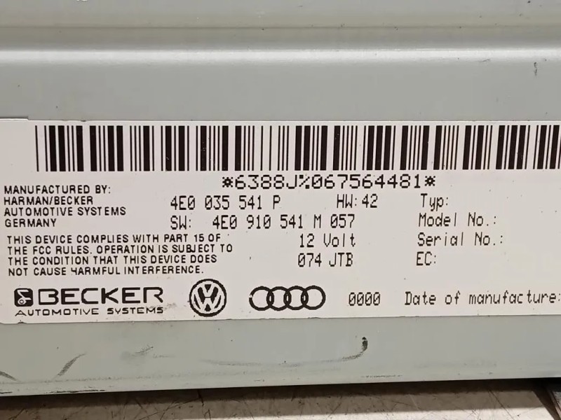 Unità Autoradio 4E0 035 541 P Audi Q7 4LB 2006