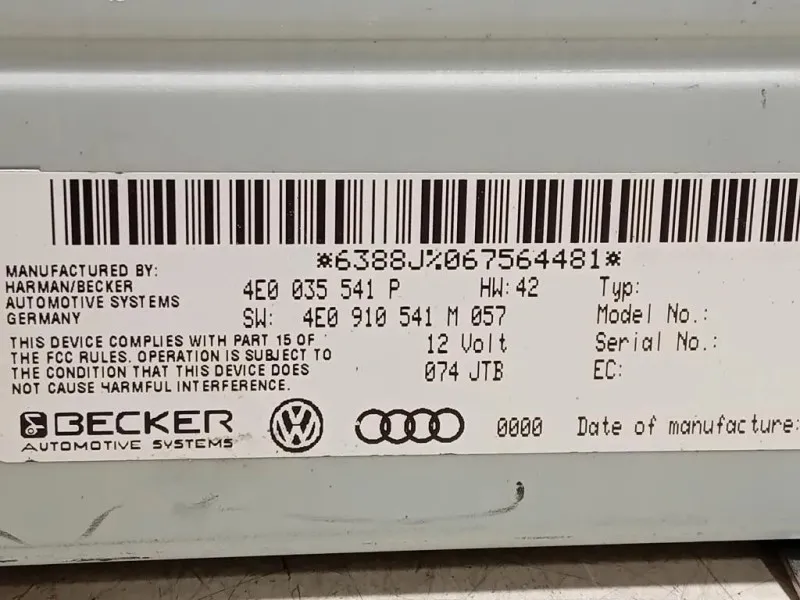 Unità Autoradio 4E0 035 541 P Audi Q7 4LB 2006