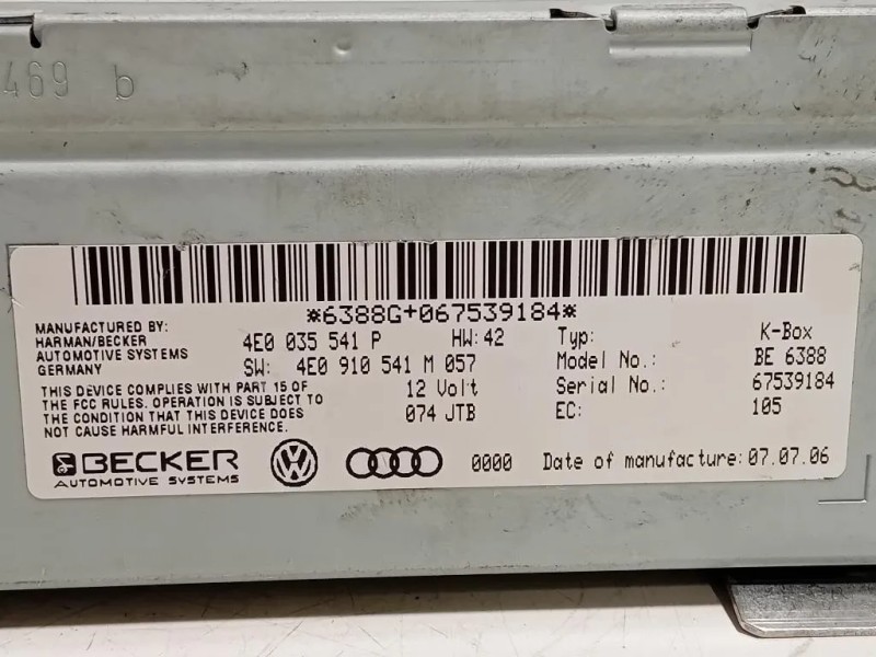 Unità Autoradio 4E0 035 514 P Audi Q7 4LB 2006
