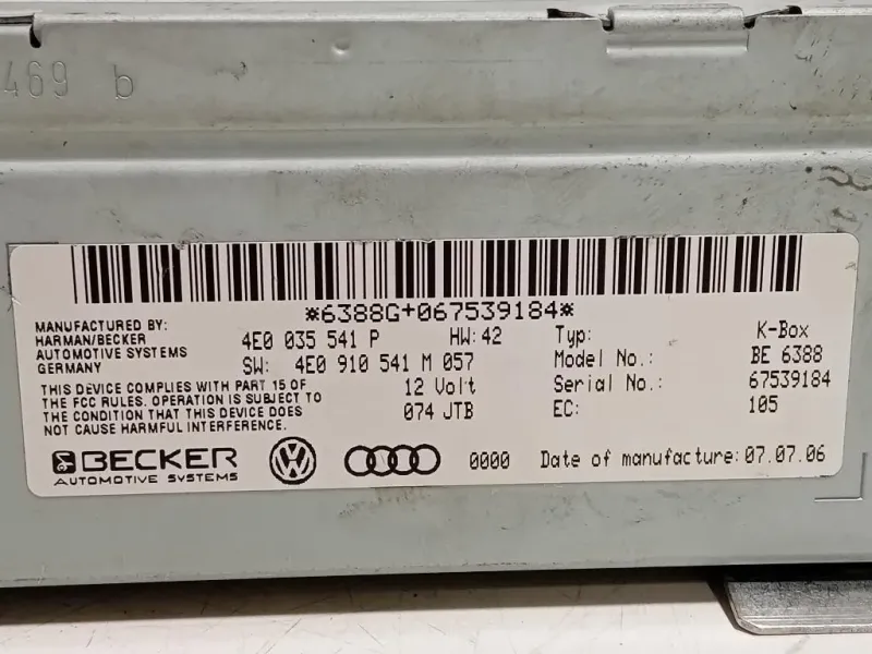 Unità Autoradio 4E0 035 514 P Audi Q7 4LB 2006