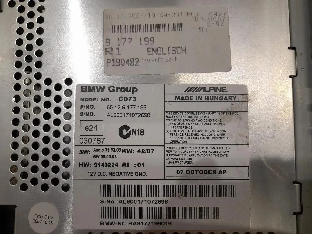 Unità Autoradio 9177199 Bmw Serie 1 E87 Berlina 2005