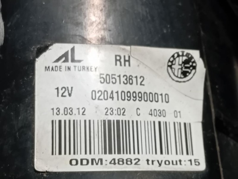 Fanale POST DX 50513612 Alfa Romeo Giulietta 2010