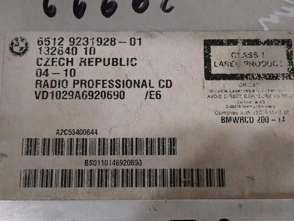 Unità Autoradio 65129231928-01 Bmw Serie 3 E92 Coupe 2007