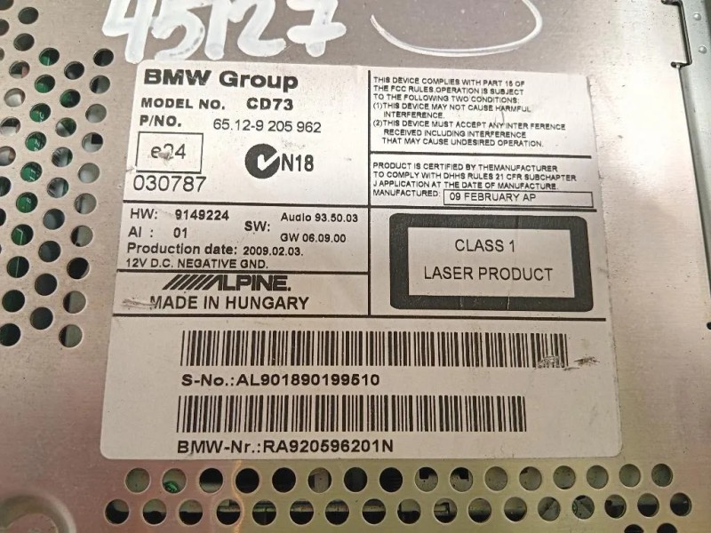 Unità Autoradio 65129205962 Bmw Serie 3 E92 Coupe 2007