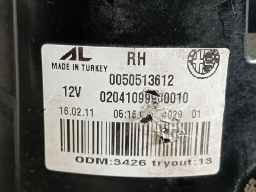 Fanale POST DX 50513612 Alfa Romeo Giulietta 2010